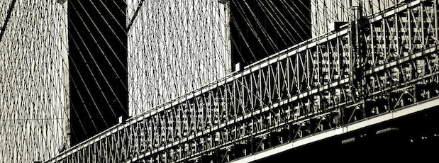 Close-up picture of the Brooklyn Bridge cables in Brooklyn, New york, 2009.